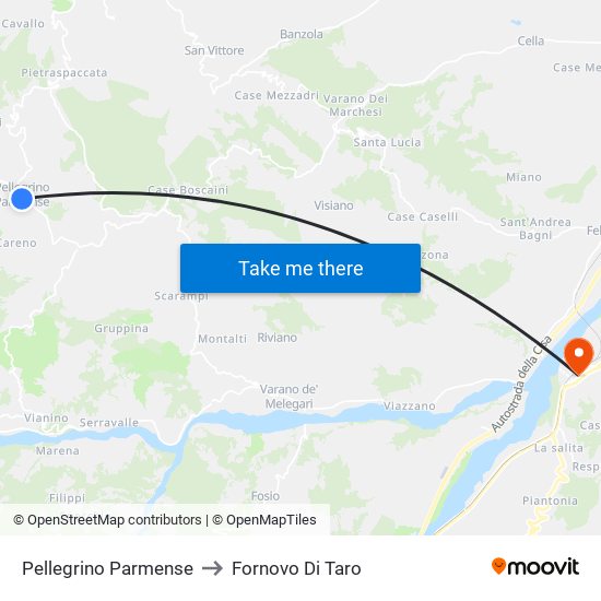 Pellegrino Parmense to Fornovo Di Taro map