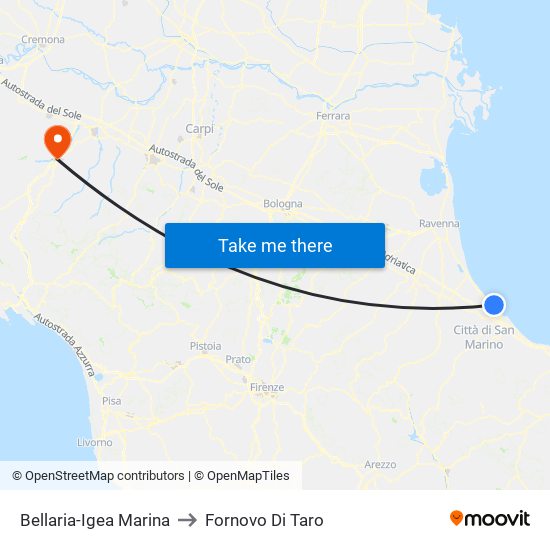 Bellaria-Igea Marina to Fornovo Di Taro map