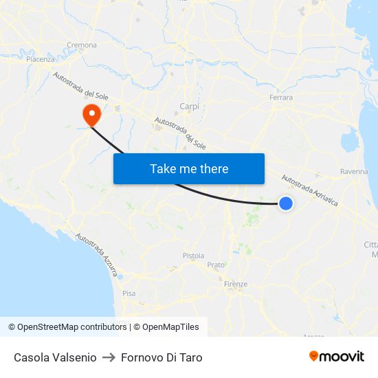 Casola Valsenio to Fornovo Di Taro map