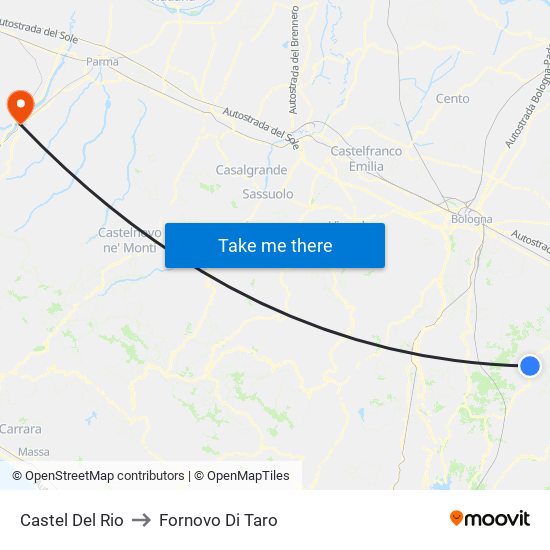 Castel Del Rio to Fornovo Di Taro map