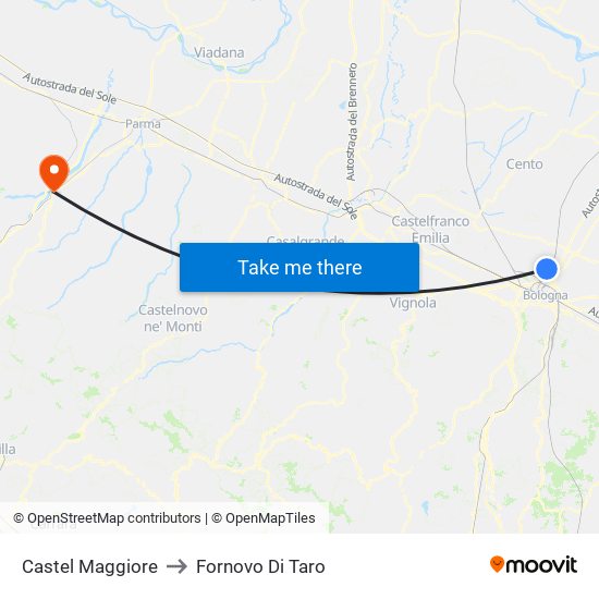 Castel Maggiore to Fornovo Di Taro map