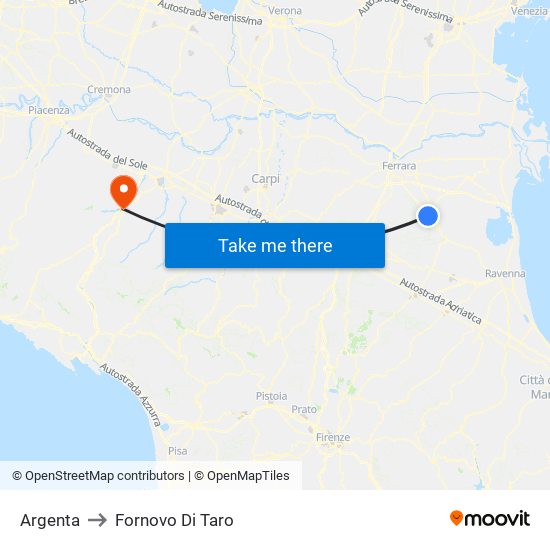 Argenta to Fornovo Di Taro map