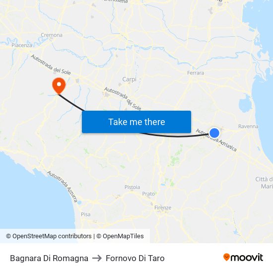 Bagnara Di Romagna to Fornovo Di Taro map