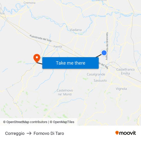 Correggio to Fornovo Di Taro map