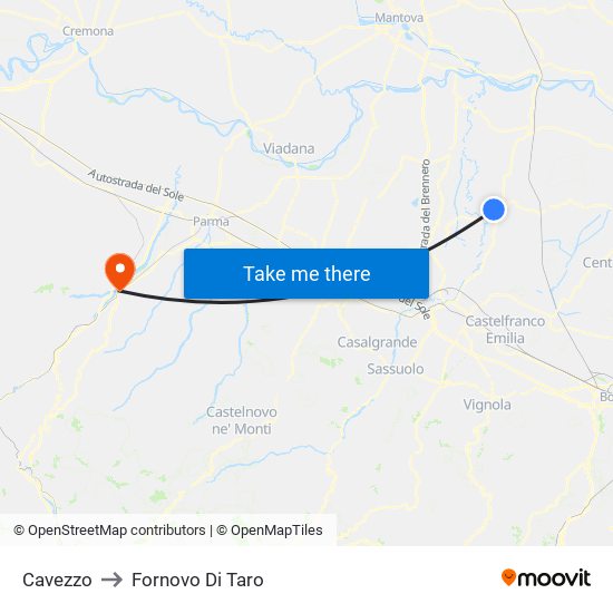 Cavezzo to Fornovo Di Taro map