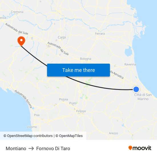 Montiano to Fornovo Di Taro map