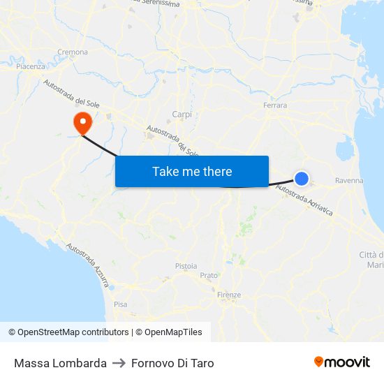 Massa Lombarda to Fornovo Di Taro map