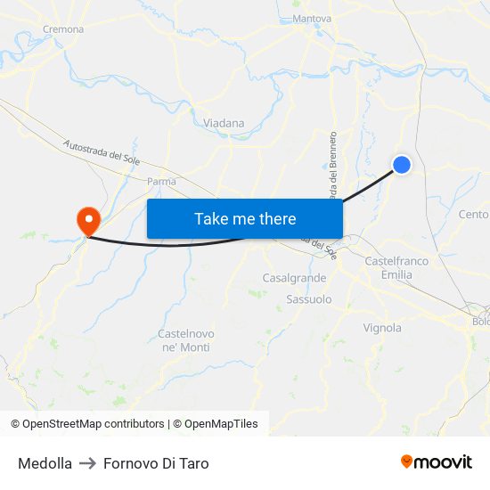 Medolla to Fornovo Di Taro map