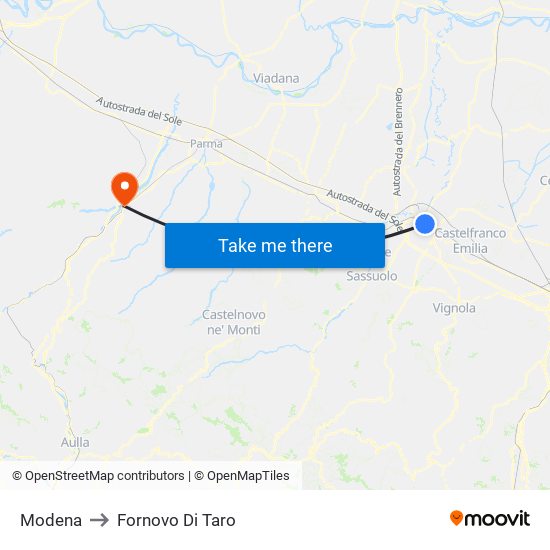 Modena to Fornovo Di Taro map