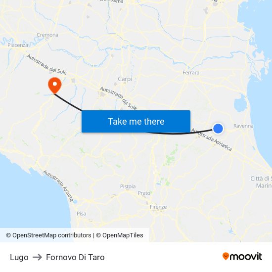 Lugo to Fornovo Di Taro map