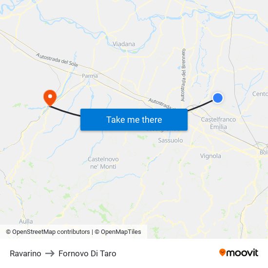 Ravarino to Fornovo Di Taro map