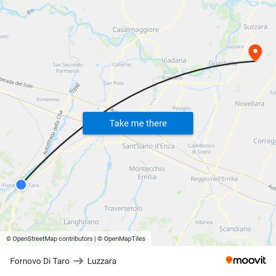 Fornovo Di Taro to Luzzara map