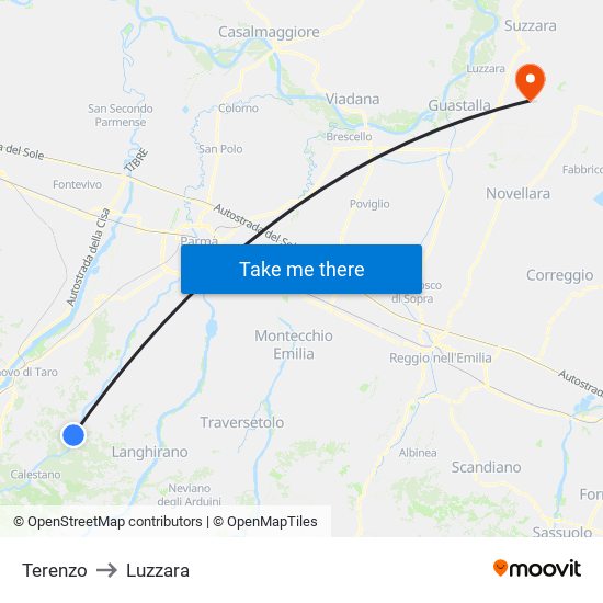 Terenzo to Luzzara map