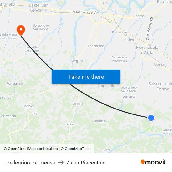 Pellegrino Parmense to Ziano Piacentino map