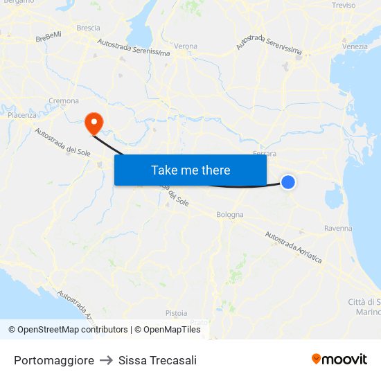 Portomaggiore to Sissa Trecasali map