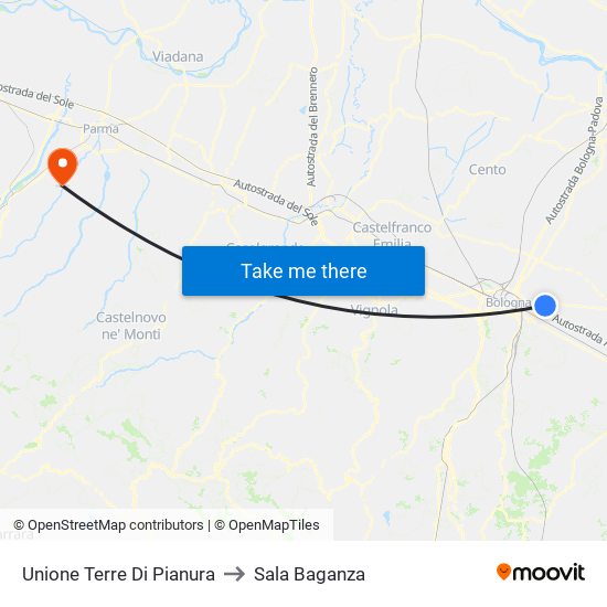 Unione Terre Di Pianura to Sala Baganza map
