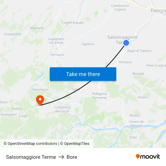 Salsomaggiore Terme to Bore map