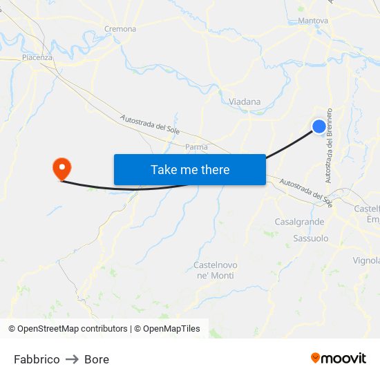 Fabbrico to Bore map