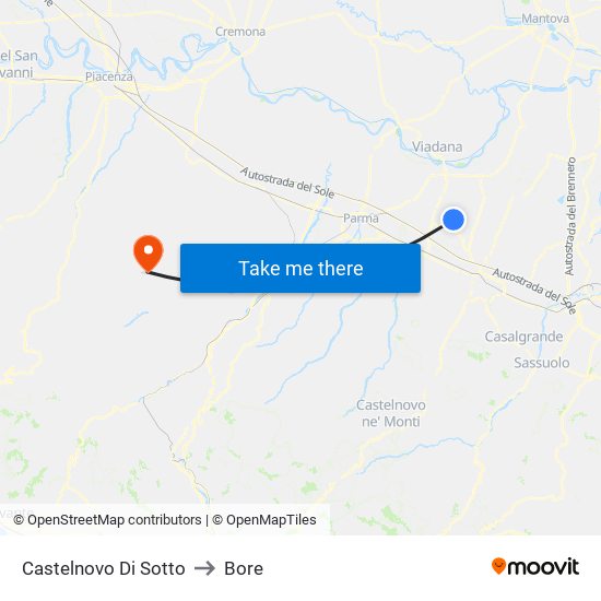 Castelnovo Di Sotto to Bore map