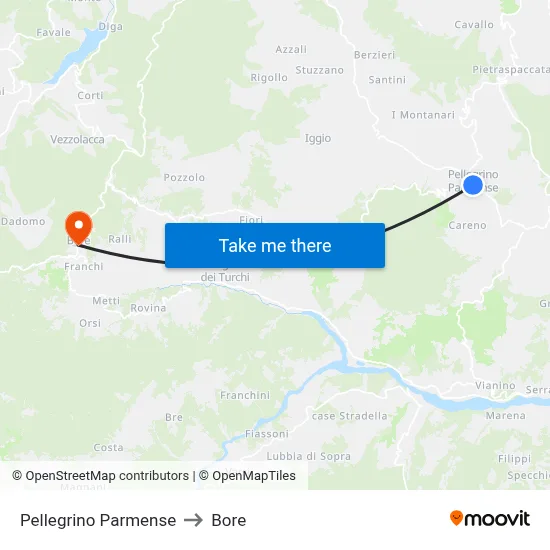 Pellegrino Parmense to Bore map