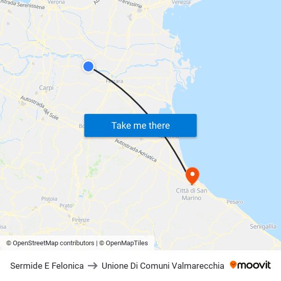 Sermide E Felonica to Unione Di Comuni Valmarecchia map