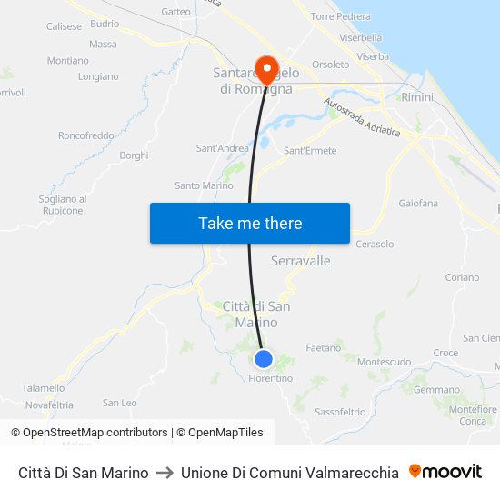 Città Di San Marino to Unione Di Comuni Valmarecchia map