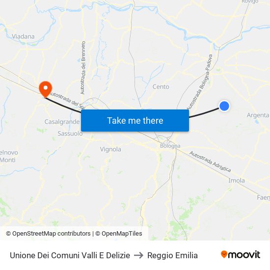 Unione Dei Comuni Valli E Delizie to Reggio Emilia map