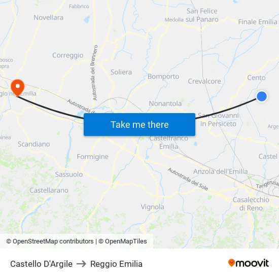 Castello D'Argile to Reggio Emilia map