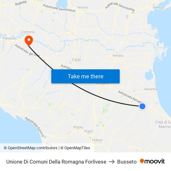 Unione Di Comuni Della Romagna Forlivese to Busseto map