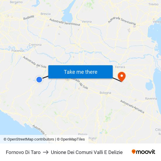 Fornovo Di Taro to Unione Dei Comuni Valli E Delizie map