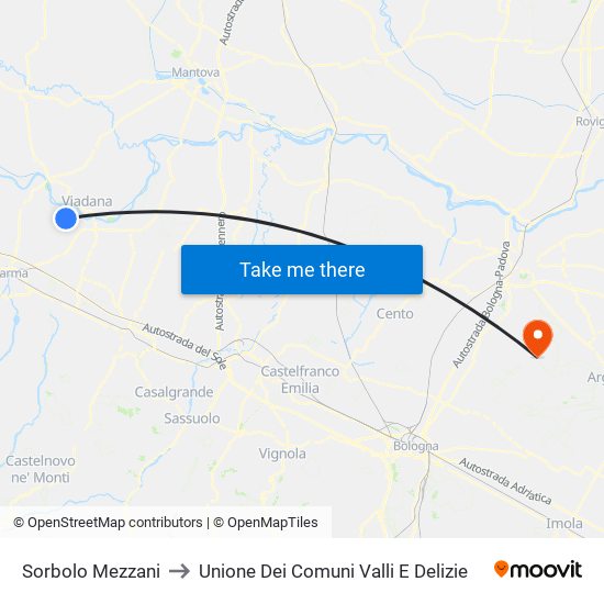 Sorbolo Mezzani to Unione Dei Comuni Valli E Delizie map