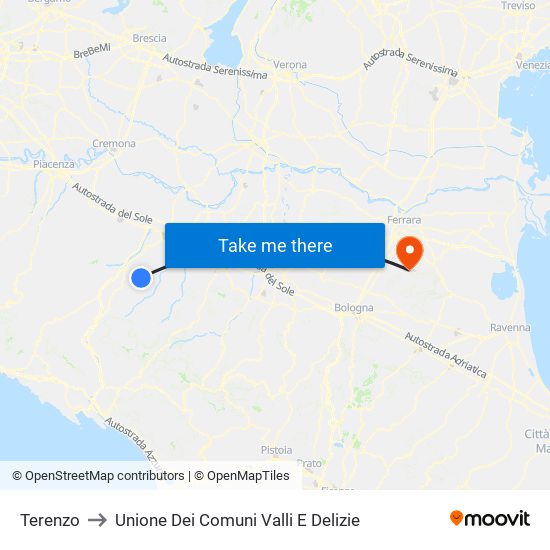 Terenzo to Unione Dei Comuni Valli E Delizie map