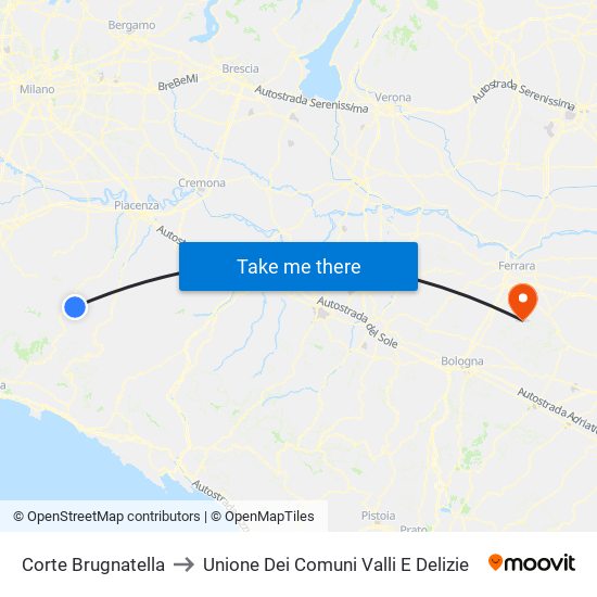 Corte Brugnatella to Unione Dei Comuni Valli E Delizie map