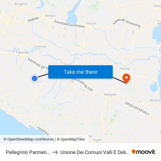 Pellegrino Parmense to Unione Dei Comuni Valli E Delizie map