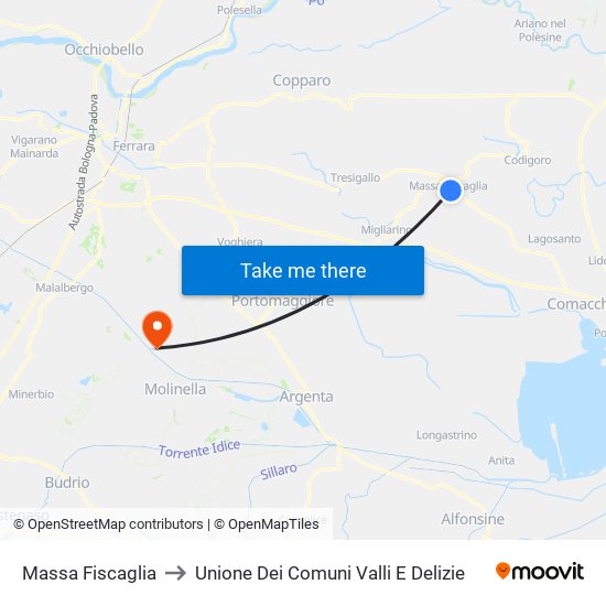 Massa Fiscaglia to Unione Dei Comuni Valli E Delizie map