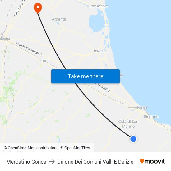 Mercatino Conca to Unione Dei Comuni Valli E Delizie map