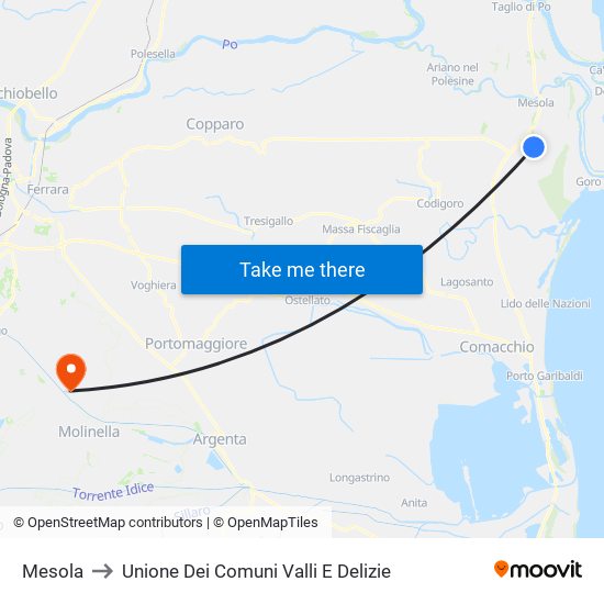 Mesola to Unione Dei Comuni Valli E Delizie map