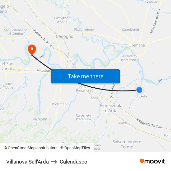 Villanova Sull'Arda to Calendasco map