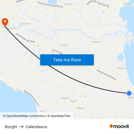 Borghi to Calendasco map