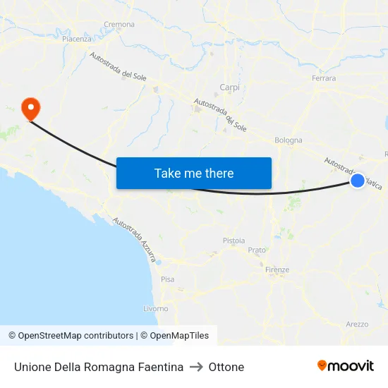 Unione Della Romagna Faentina to Ottone map