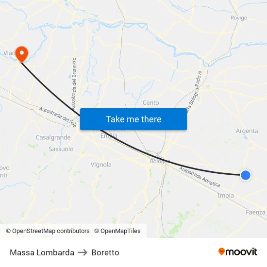 Massa Lombarda to Boretto map