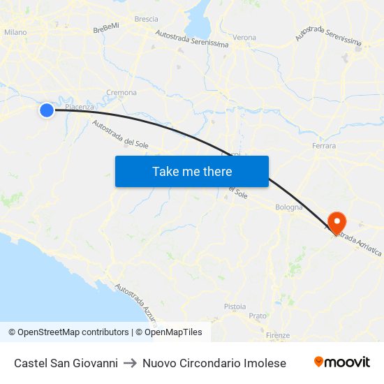 Castel San Giovanni to Nuovo Circondario Imolese map