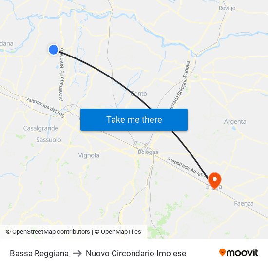 Bassa Reggiana to Nuovo Circondario Imolese map