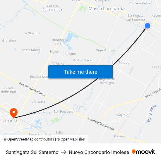 Sant'Agata Sul Santerno to Nuovo Circondario Imolese map