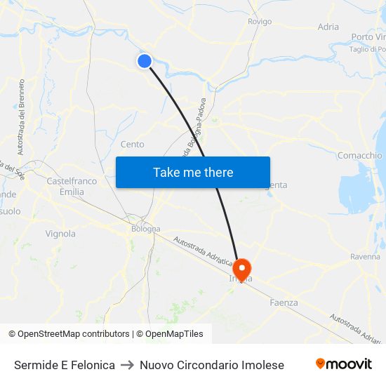 Sermide E Felonica to Nuovo Circondario Imolese map