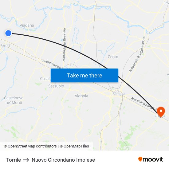 Torrile to Nuovo Circondario Imolese map