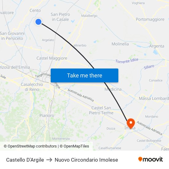 Castello D'Argile to Nuovo Circondario Imolese map