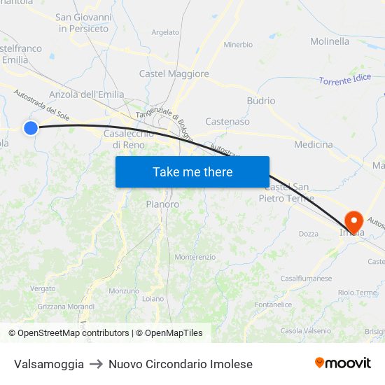 Valsamoggia to Nuovo Circondario Imolese map