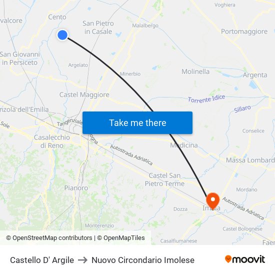 Castello D' Argile to Nuovo Circondario Imolese map