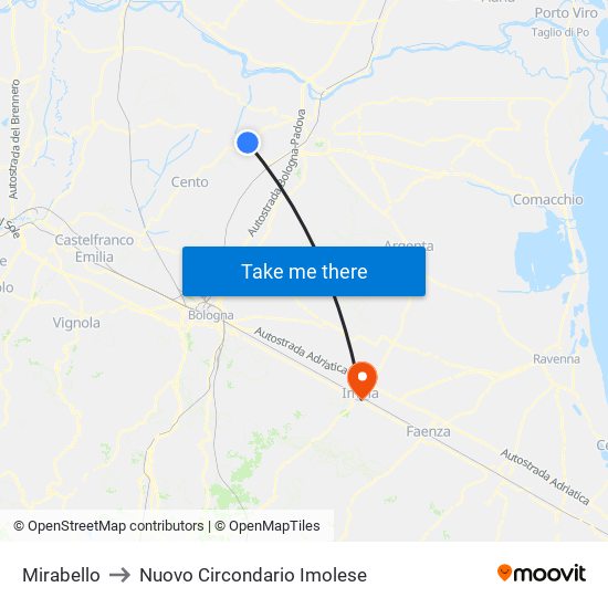 Mirabello to Nuovo Circondario Imolese map